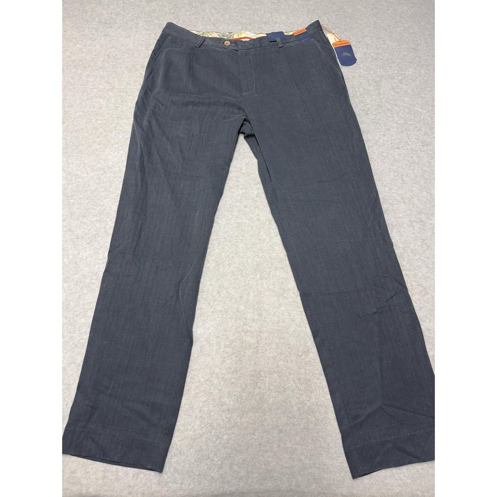 Tommy Bahama Pants Mens 36x34 Blue Havana Herringbone Silk Chino Casual Summer